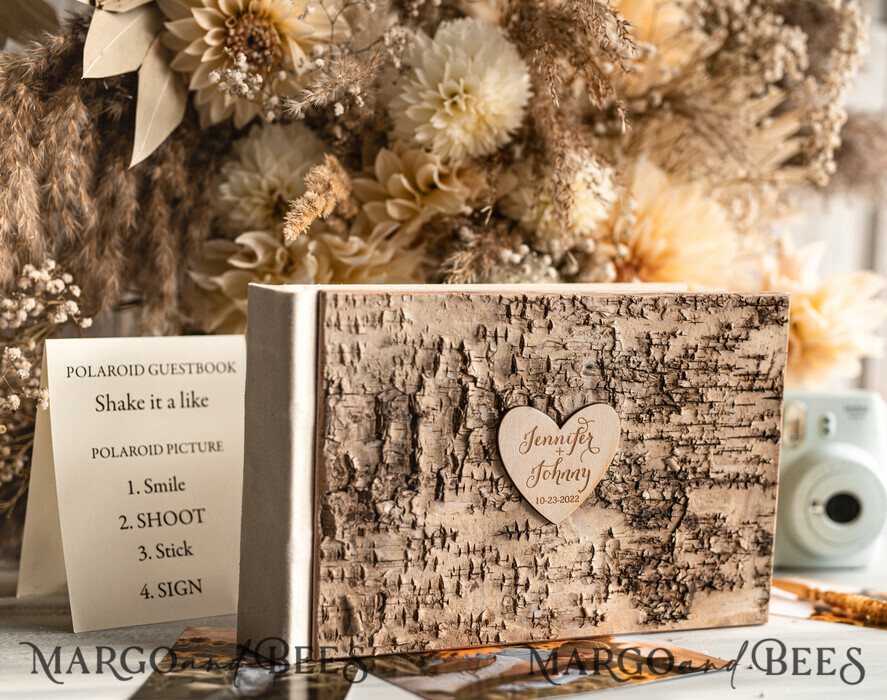 WEDDING GUEST BOOKS Wooden Rustic Guestbooks Rustic Wooden Wedding GuestBook, Boho Instax Instant Photo Booth, Wood Album Rustic guest book polaroids