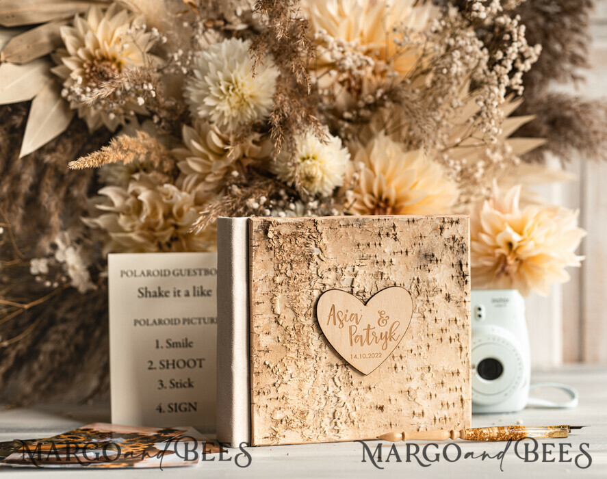 WEDDING GUEST BOOKS Wooden Rustic Guestbooks Rustic Wooden Wedding GuestBook, Boho Instax Instant Photo Booth, Wood Album Rustic guest book polaroids