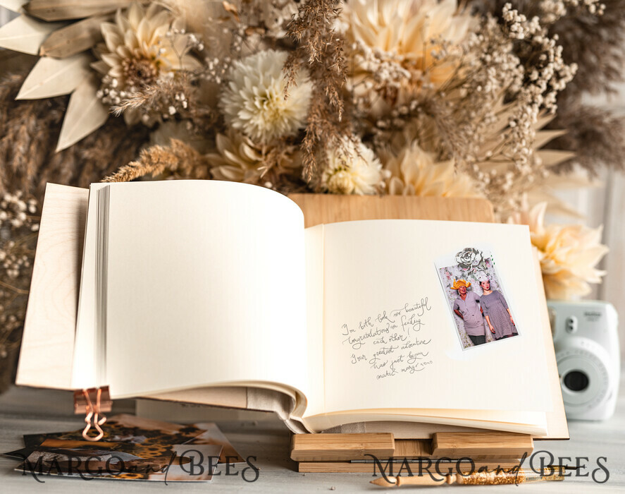 WEDDING GUEST BOOKS Wooden Rustic Guestbooks Rustic Wooden Wedding GuestBook, Boho Instax Instant Photo Booth, Wood Album Rustic guest book polaroids
