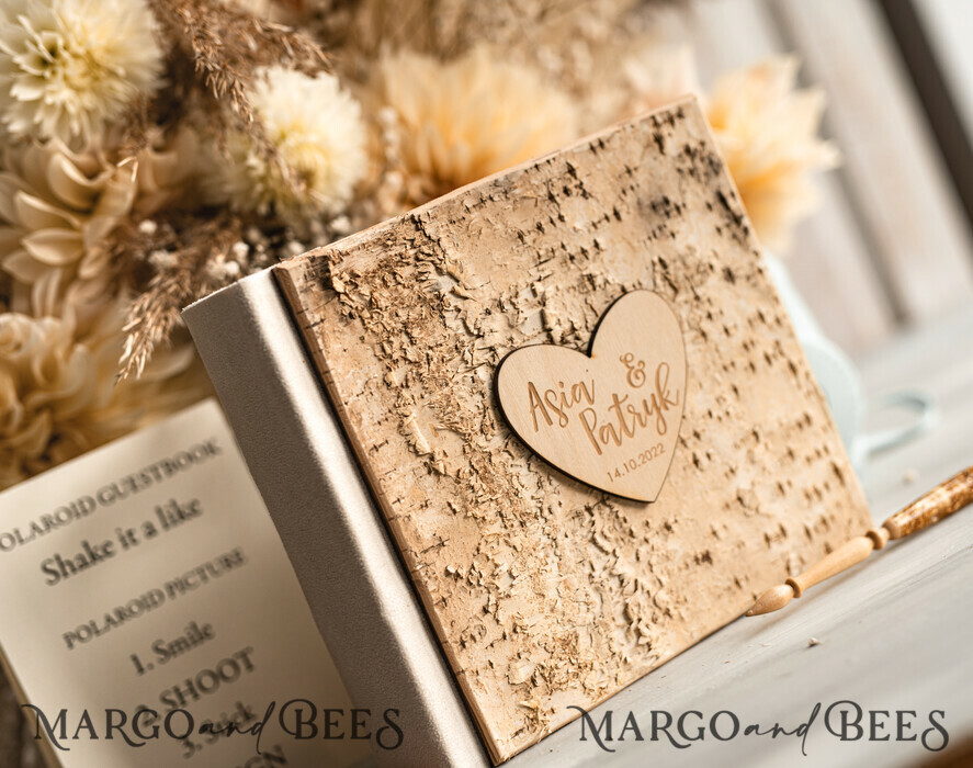 WEDDING GUEST BOOKS Wooden Rustic Guestbooks Rustic Wooden Wedding GuestBook, Boho Instax Instant Photo Booth, Wood Album Rustic guest book polaroids