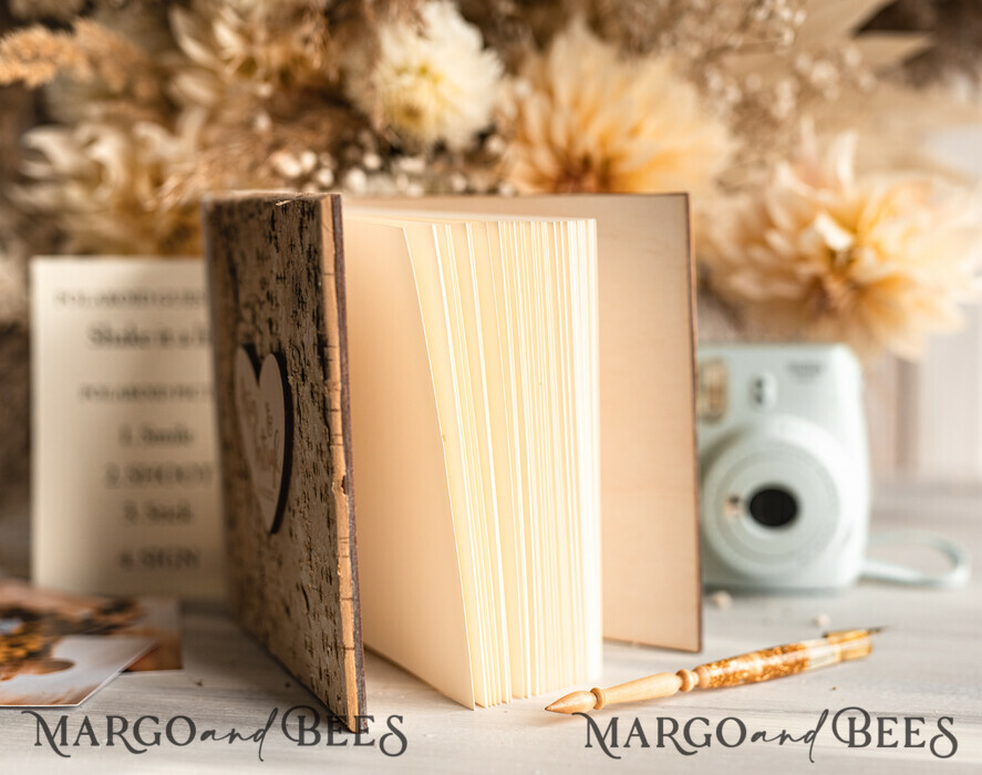 WEDDING GUEST BOOKS Wooden Rustic Guestbooks Rustic Wooden Wedding GuestBook, Boho Instax Instant Photo Booth, Wood Album Rustic guest book polaroids