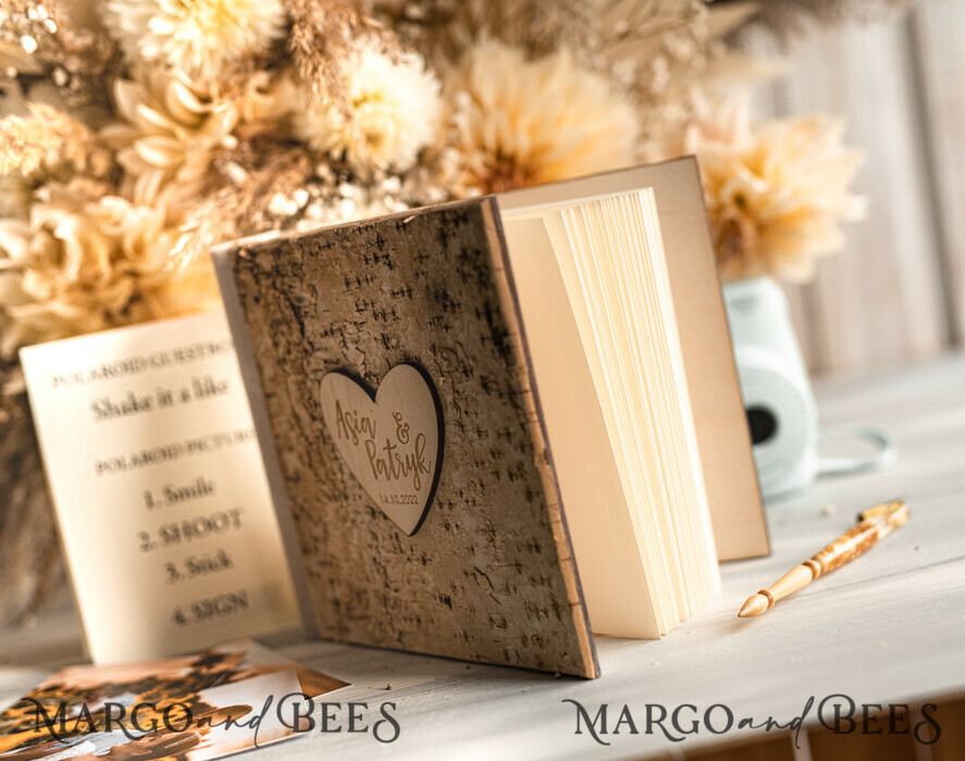 WEDDING GUEST BOOKS Wooden Rustic Guestbooks Rustic Wooden Wedding GuestBook, Boho Instax Instant Photo Booth, Wood Album Rustic guest book polaroids
