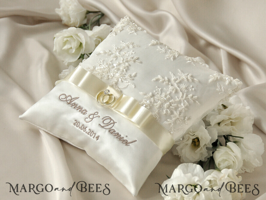 RING BEARER BOXES & PILLOWS Classic Ring Pillows Handmade Lace Wedding Ring Pillow • Vintage Ring Bearer Pillow • Custom Glamour Ring Bearer