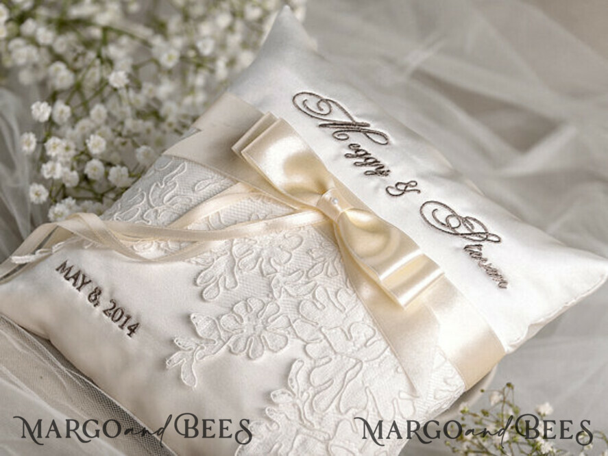 RING BEARER BOXES & PILLOWS Classic Ring Pillows Vintage Lace Wedding Ring Pillow • Embroidered Ring Bearer Pillow • Ring Bearer Pillow Presonalised