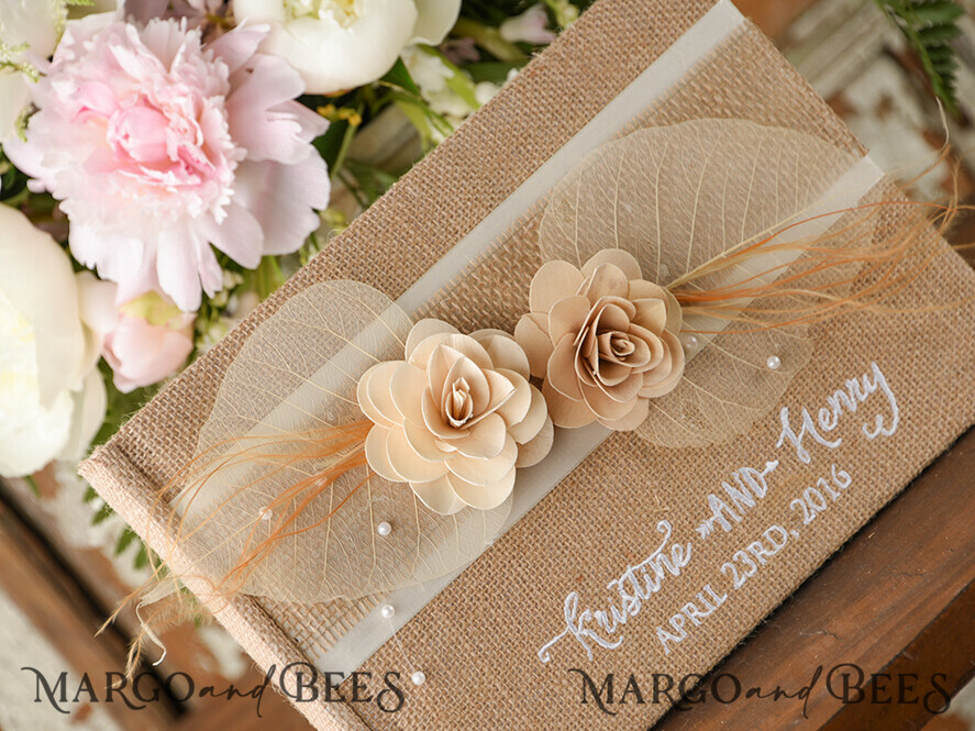 WEDDING GUEST BOOKS Rustic Burlap Linen PhotoBook Luxury Wedding Guest Book, Burlap Vintage Wedding Album Rustic Linen Photo Booth Book