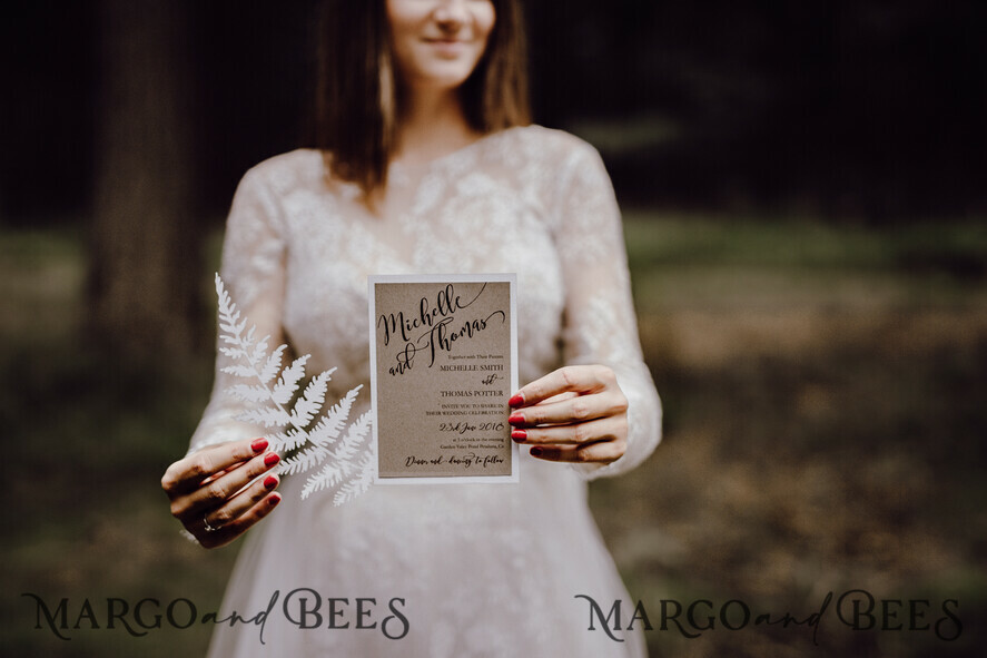 WEDDING INVITATIONS rustic / country / shabby chick Custom Wedding invitations eco kraft stationery