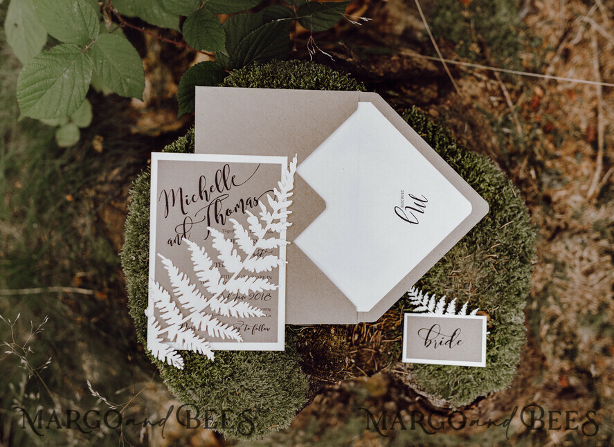 WEDDING INVITATIONS rustic / country / shabby chick Custom Wedding invitations eco kraft stationery