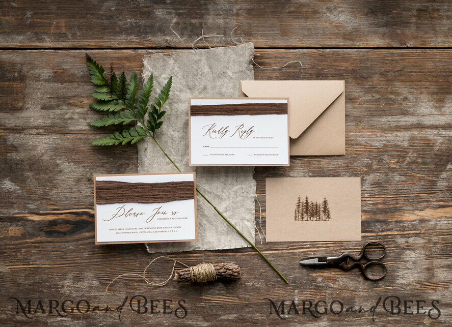 WEDDING INVITATIONS rustic / country / shabby chick Print wedding invitations, natural rustic stationery