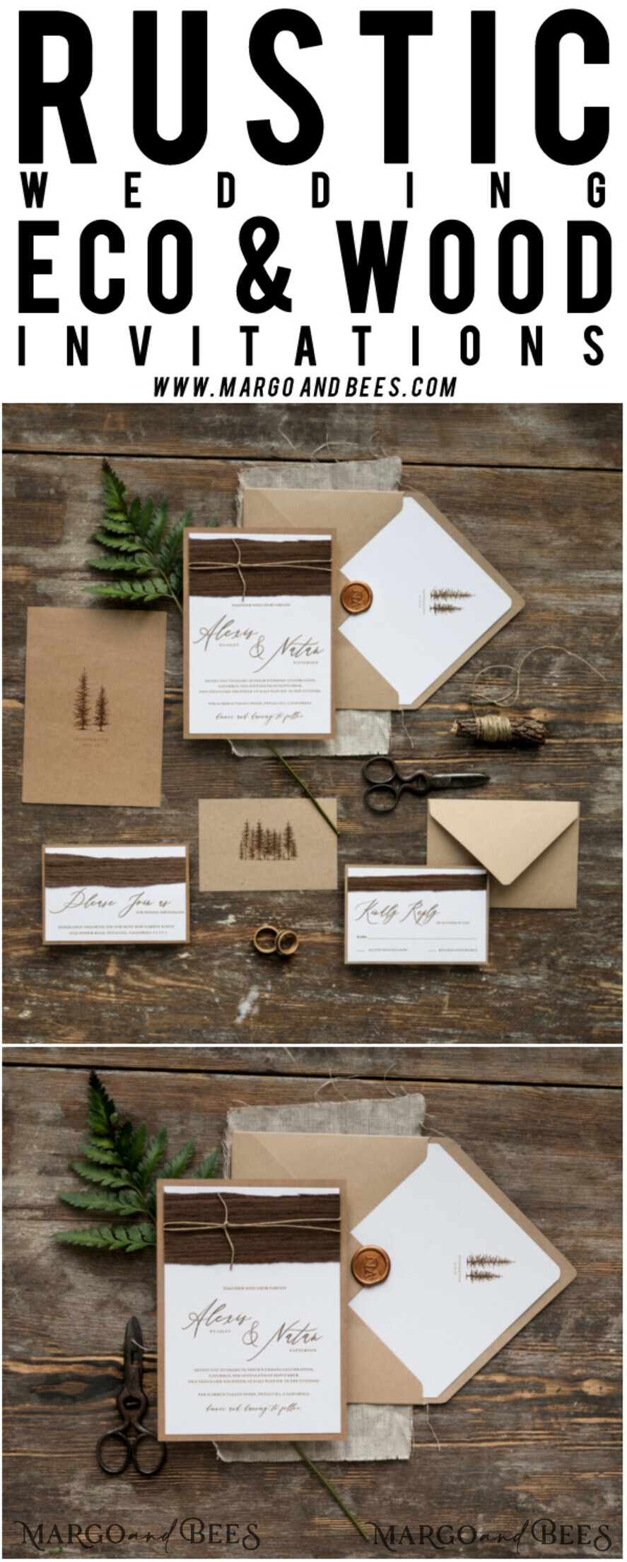 WEDDING INVITATIONS rustic / country / shabby chick Print wedding invitations, natural rustic stationery
