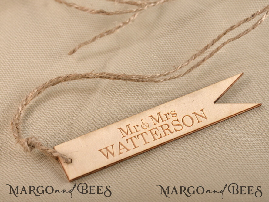 Wedding Thank You favors, engraved wooden tag