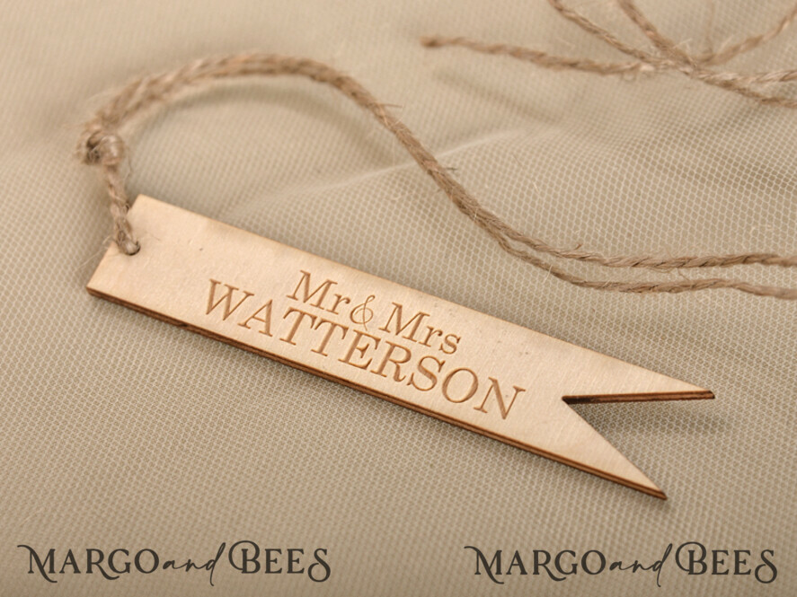 Wedding Thank You favors, engraved wooden tag