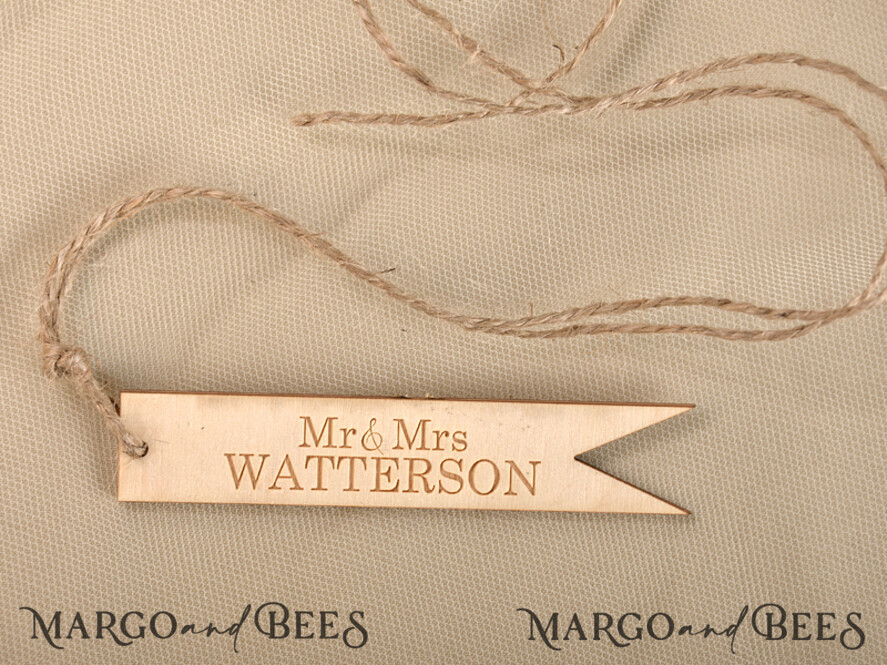 Wedding Thank You favors, engraved wooden tag
