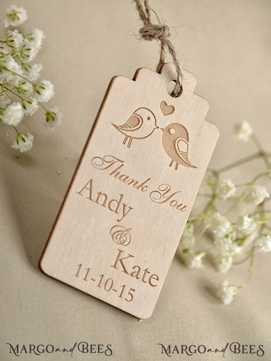 wedding favors, engraved wood tags