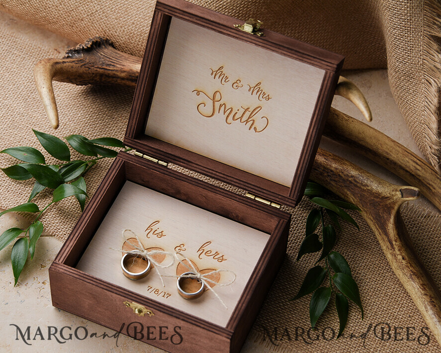 RING BEARER BOXES & PILLOWS Epoxy Wedding rings Box Presonaised Ring Box for wedding bands, rustic glam wedding ring box • handmade ring bearer box • velvet luxury ring box