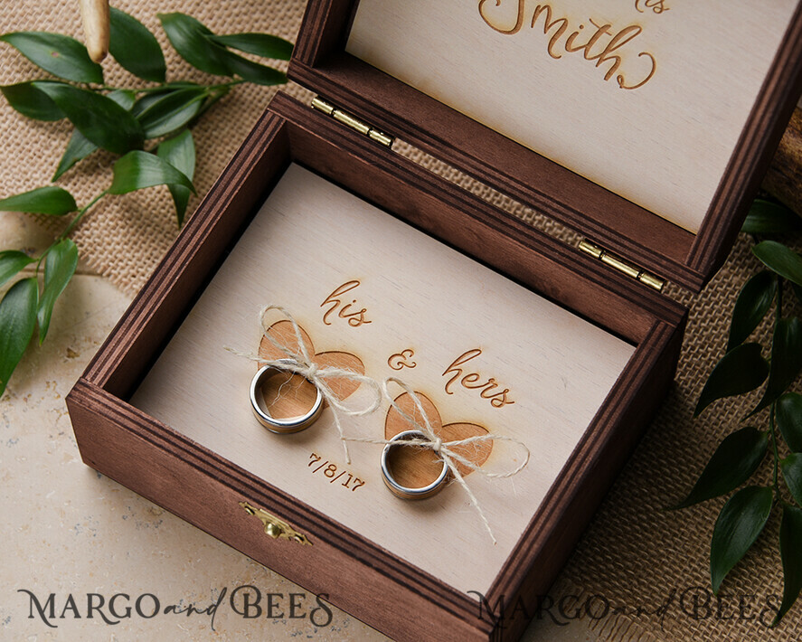 RING BEARER BOXES & PILLOWS Epoxy Wedding rings Box Presonaised Ring Box for wedding bands, rustic glam wedding ring box • handmade ring bearer box • velvet luxury ring box