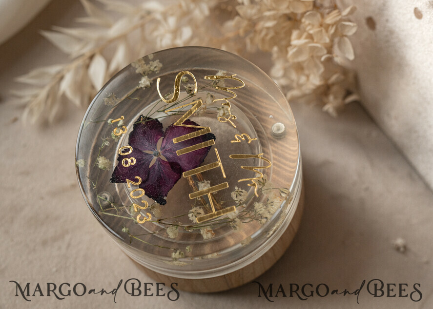 RING BEARER BOXES & PILLOWS Epoxy Wedding rings Box epoxy resin and wood wedding ring box for ceremony, Boho Epoxy Wedding Ring Boxes his hers, Transparent Epoxy dubble Ring Box for wedding, Wood resin flowers Marriage Proposal Ring Box