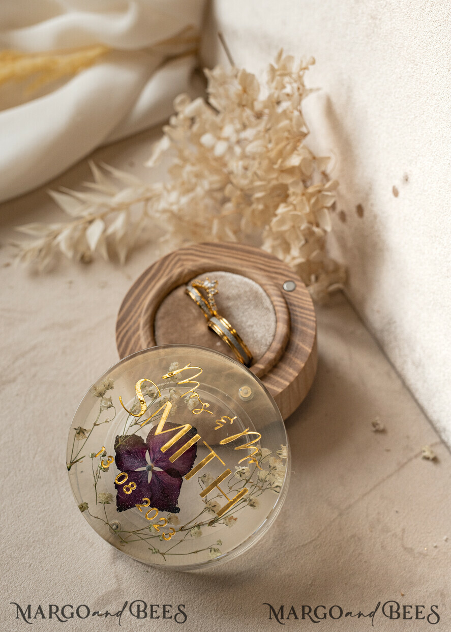 RING BEARER BOXES & PILLOWS Epoxy Wedding rings Box epoxy resin and wood wedding ring box for ceremony, Boho Epoxy Wedding Ring Boxes his hers, Transparent Epoxy dubble Ring Box for wedding, Wood resin flowers Marriage Proposal Ring Box