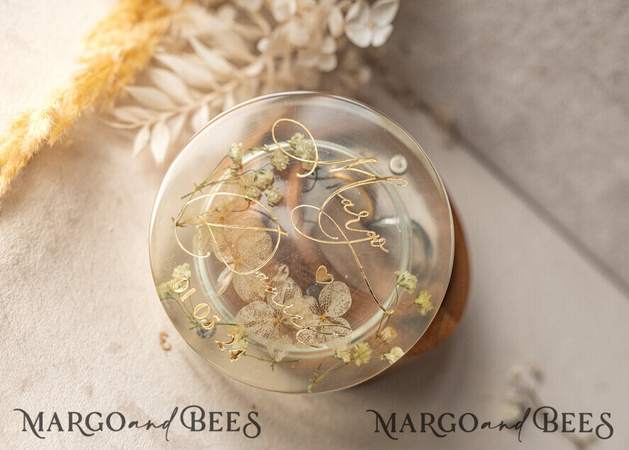 RING BEARER BOXES & PILLOWS Epoxy Wedding rings Box epoxy resin & wood wedding ring box for ceremony, Boho Epoxy Wedding Ring Boxes his hers, Transparent Epoxy dubble Ring Box for wedding, Wood resin flowers Marriage Proposal Ring Box