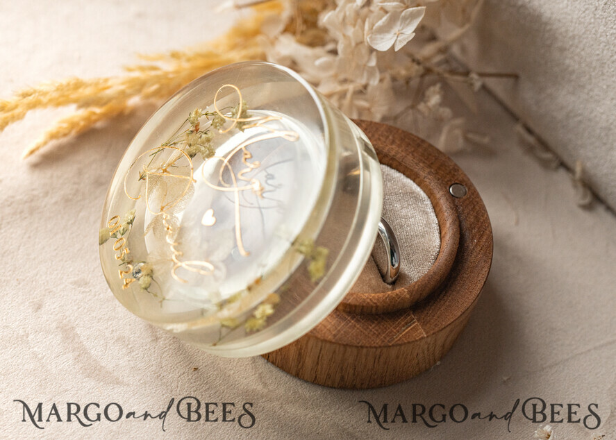 RING BEARER BOXES & PILLOWS Epoxy Wedding rings Box epoxy resin & wood wedding ring box for ceremony, Boho Epoxy Wedding Ring Boxes his hers, Transparent Epoxy dubble Ring Box for wedding, Wood resin flowers Marriage Proposal Ring Box