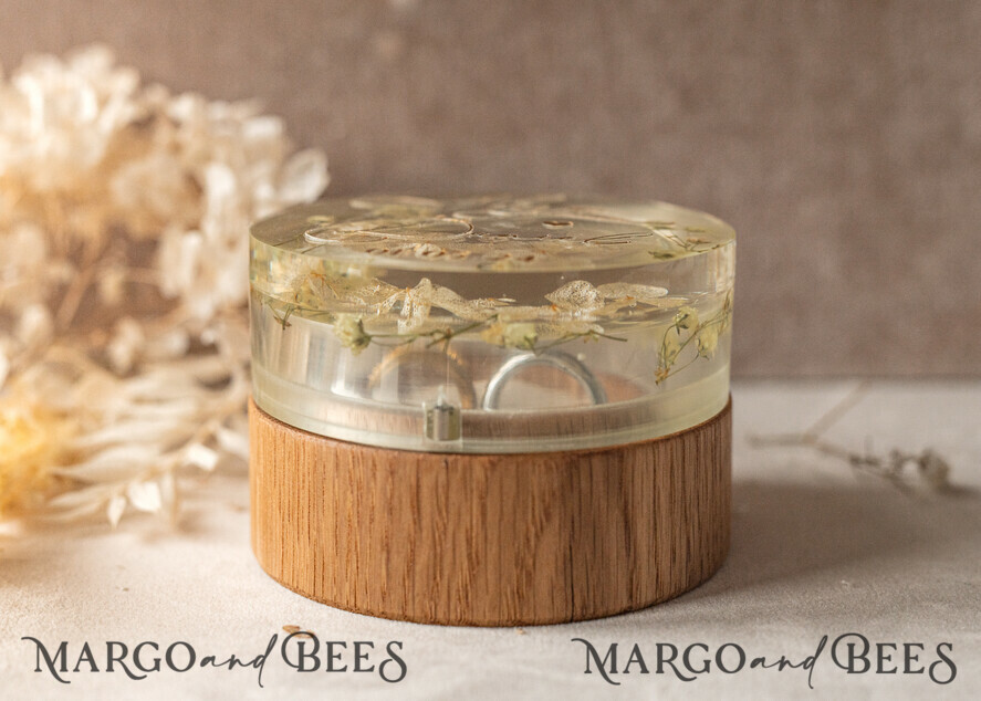 RING BEARER BOXES & PILLOWS Epoxy Wedding rings Box epoxy resin & wood wedding ring box for ceremony, Boho Epoxy Wedding Ring Boxes his hers, Transparent Epoxy dubble Ring Box for wedding, Wood resin flowers Marriage Proposal Ring Box