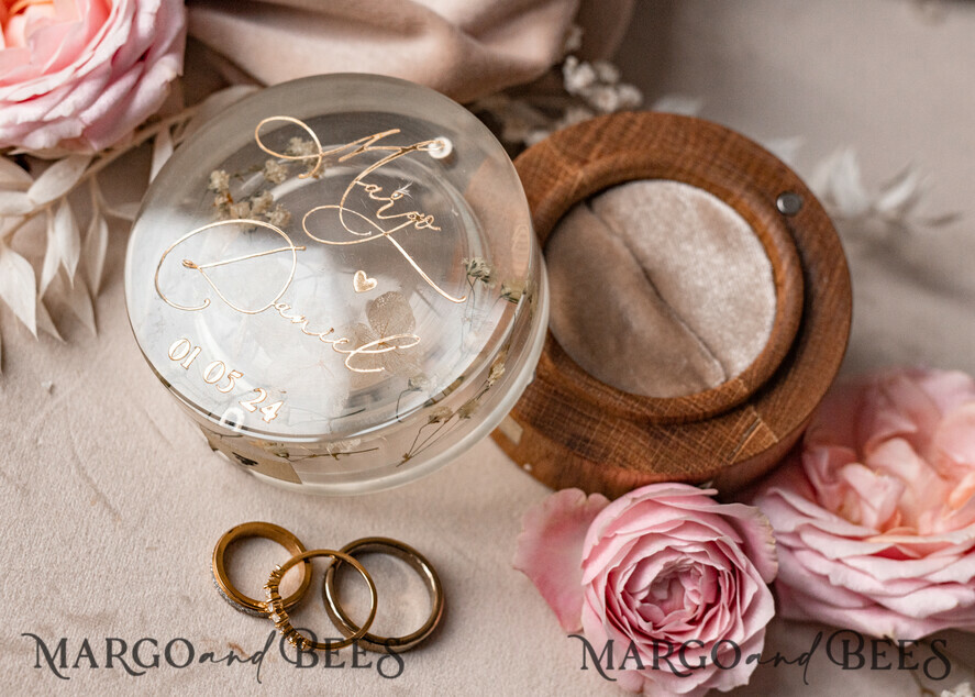RING BEARER BOXES & PILLOWS Epoxy Wedding rings Box epoxy resin & wood wedding ring box for ceremony, Boho Epoxy Wedding Ring Boxes his hers, Transparent Epoxy dubble Ring Box for wedding, Wood resin flowers Marriage Proposal Ring Box