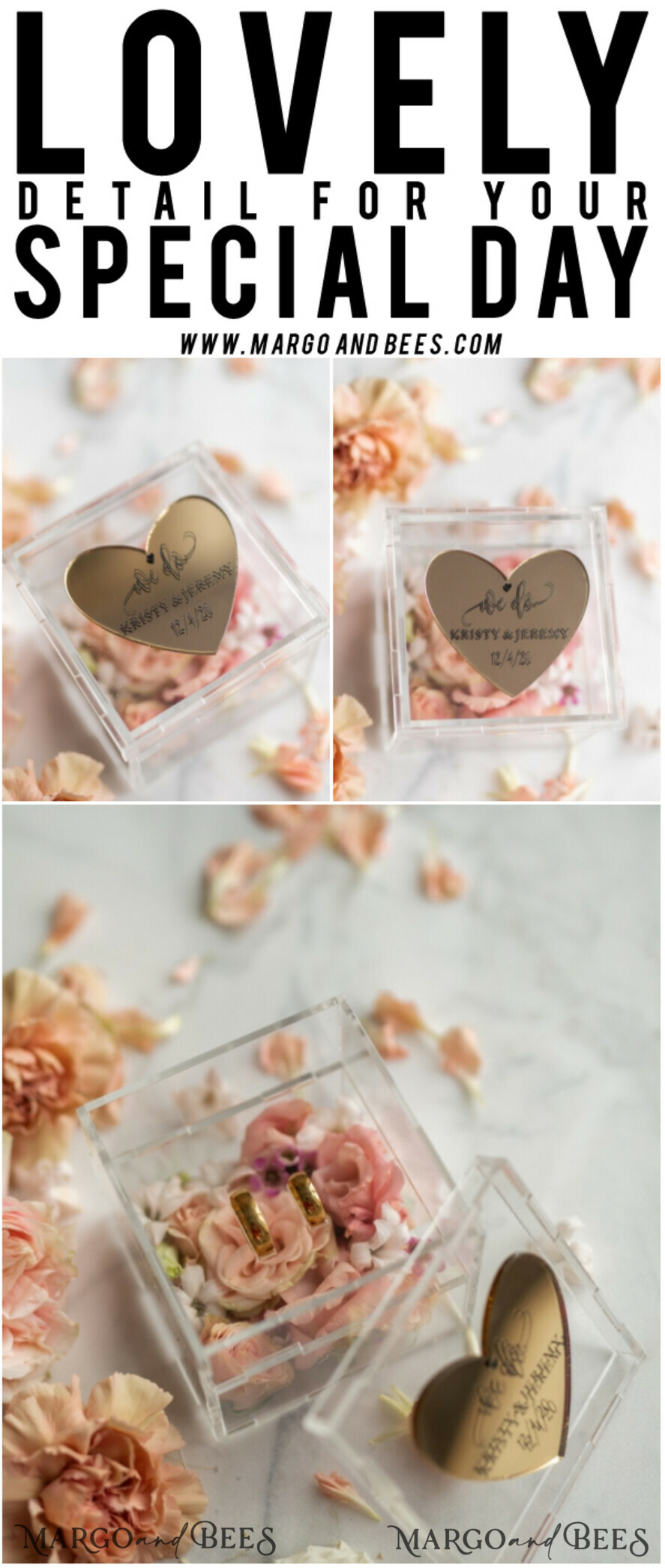 RING BEARER BOXES & PILLOWS Epoxy Wedding rings Box Luxury Gold ring box, rustic glam wedding ring box • handmade ring bearer box • We Do luxury ring box