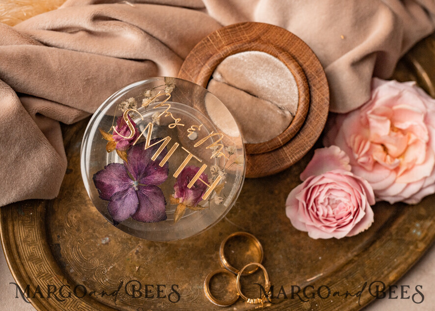 RING BEARER BOXES & PILLOWS Epoxy Wedding rings Box epoxy resin & wood wedding ring box for ceremony, Boho Epoxy Wedding Ring Boxes his hers, Transparent Epoxy dubble Ring Box for wedding, Wood resin flowers Marriage Proposal Ring Box