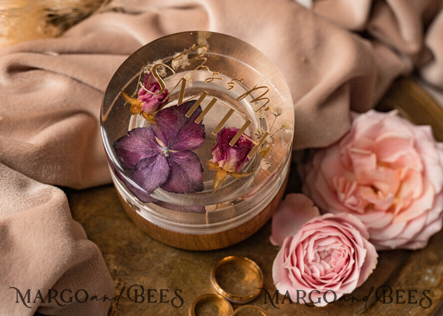 RING BEARER BOXES & PILLOWS Epoxy Wedding rings Box epoxy resin & wood wedding ring box for ceremony, Boho Epoxy Wedding Ring Boxes his hers, Transparent Epoxy dubble Ring Box for wedding, Wood resin flowers Marriage Proposal Ring Box