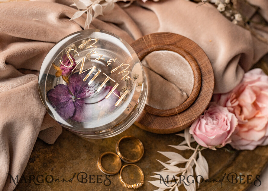 RING BEARER BOXES & PILLOWS Epoxy Wedding rings Box epoxy resin & wood wedding ring box for ceremony, Boho Epoxy Wedding Ring Boxes his hers, Transparent Epoxy dubble Ring Box for wedding, Wood resin flowers Marriage Proposal Ring Box
