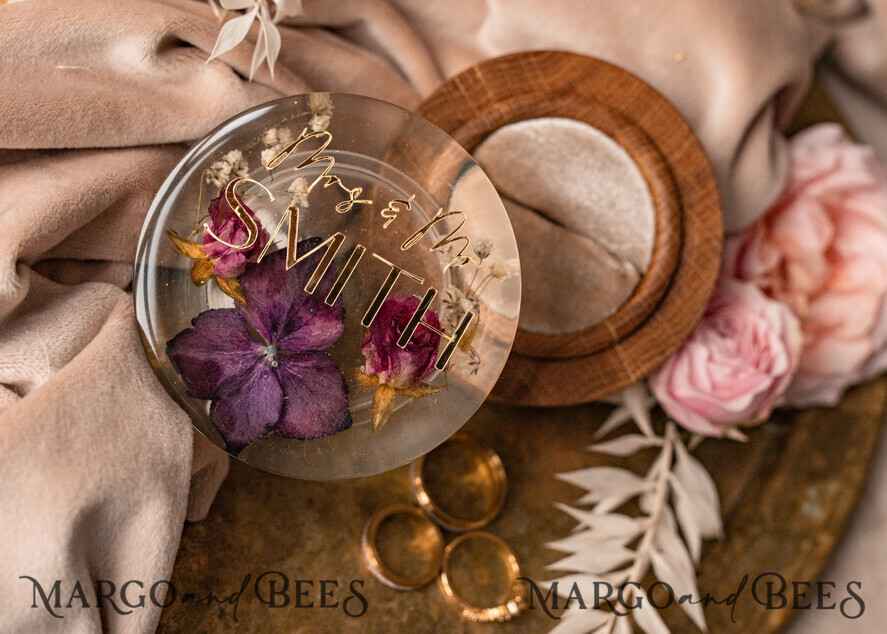 RING BEARER BOXES & PILLOWS Epoxy Wedding rings Box epoxy resin & wood wedding ring box for ceremony, Boho Epoxy Wedding Ring Boxes his hers, Transparent Epoxy dubble Ring Box for wedding, Wood resin flowers Marriage Proposal Ring Box
