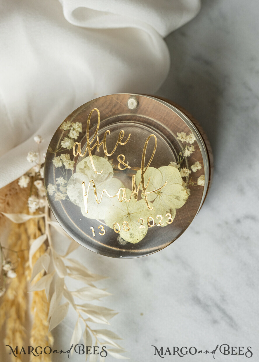 RING BEARER BOXES & PILLOWS Epoxy Wedding rings Box epoxy resin and wood wedding ring box for ceremony, Boho Epoxy Wedding Ring Boxes his hers, Transparent Epoxy dubble Ring Box for wedding, Wood resin flowers Marriage Proposal Ring Box