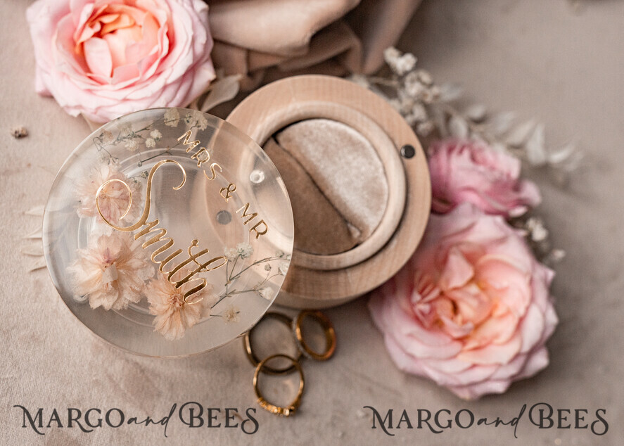 RING BEARER BOXES & PILLOWS Epoxy Wedding rings Box epoxy resin and wood wedding ring box for ceremony, Boho Epoxy Wedding Ring Boxes his hers, Transparent Epoxy dubble Ring Box for wedding, Wood resin flowers Marriage Proposal Ring Box