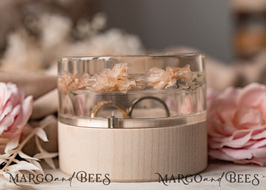 RING BEARER BOXES & PILLOWS Epoxy Wedding rings Box epoxy resin and wood wedding ring box for ceremony, Boho Epoxy Wedding Ring Boxes his hers, Transparent Epoxy dubble Ring Box for wedding, Wood resin flowers Marriage Proposal Ring Box