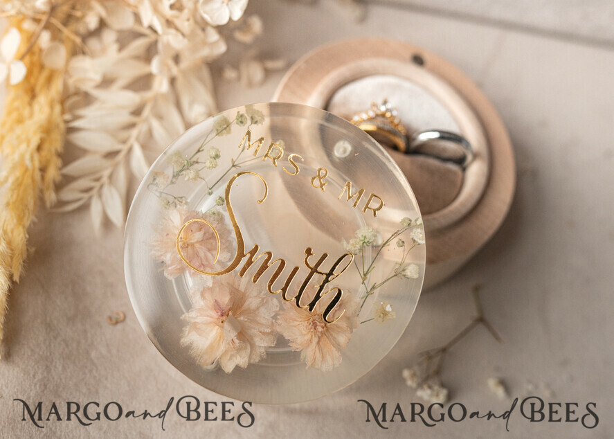 RING BEARER BOXES & PILLOWS Epoxy Wedding rings Box epoxy resin and wood wedding ring box for ceremony, Boho Epoxy Wedding Ring Boxes his hers, Transparent Epoxy dubble Ring Box for wedding, Wood resin flowers Marriage Proposal Ring Box