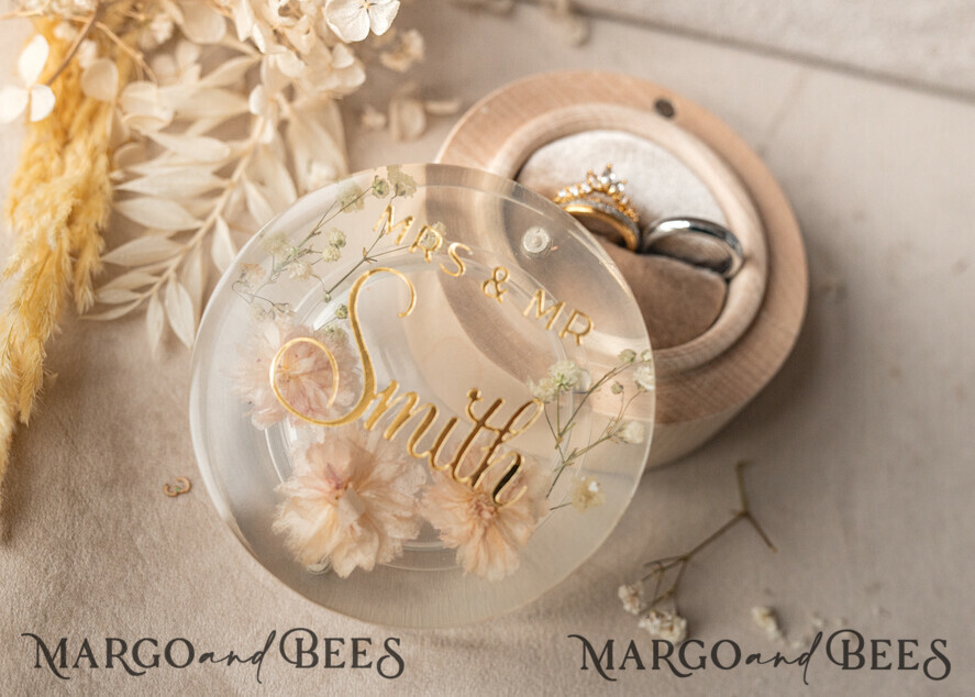 RING BEARER BOXES & PILLOWS Epoxy Wedding rings Box epoxy resin and wood wedding ring box for ceremony, Boho Epoxy Wedding Ring Boxes his hers, Transparent Epoxy dubble Ring Box for wedding, Wood resin flowers Marriage Proposal Ring Box