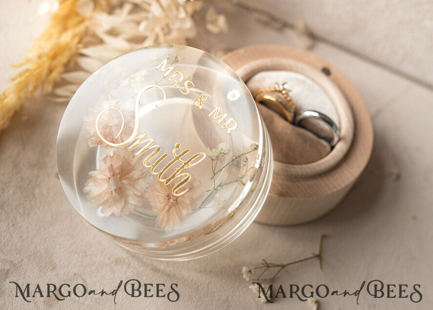 RING BEARER BOXES & PILLOWS Epoxy Wedding rings Box epoxy resin and wood wedding ring box for ceremony, Boho Epoxy Wedding Ring Boxes his hers, Transparent Epoxy dubble Ring Box for wedding, Wood resin flowers Marriage Proposal Ring Box