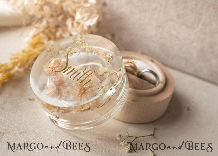 RING BEARER BOXES & PILLOWS Epoxy Wedding rings Box epoxy resin and wood wedding ring box for ceremony, Boho Epoxy Wedding Ring Boxes his hers, Transparent Epoxy dubble Ring Box for wedding, Wood resin flowers Marriage Proposal Ring Box