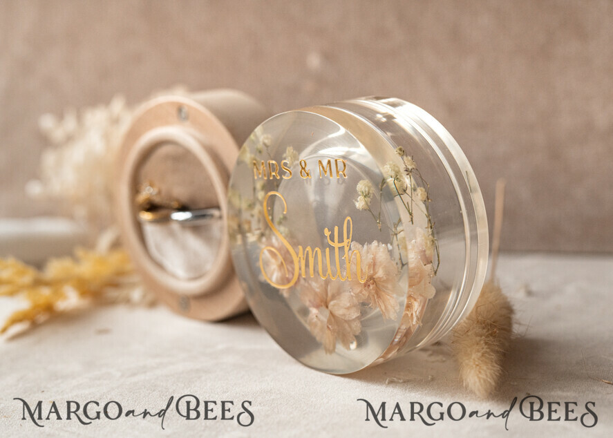 RING BEARER BOXES & PILLOWS Epoxy Wedding rings Box epoxy resin and wood wedding ring box for ceremony, Boho Epoxy Wedding Ring Boxes his hers, Transparent Epoxy dubble Ring Box for wedding, Wood resin flowers Marriage Proposal Ring Box
