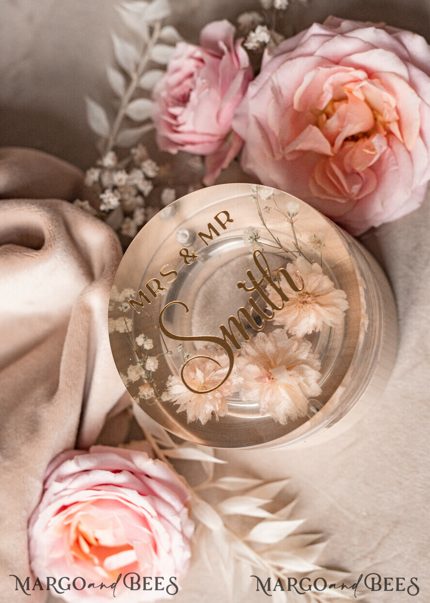 RING BEARER BOXES & PILLOWS Epoxy Wedding rings Box epoxy resin and wood wedding ring box for ceremony, Boho Epoxy Wedding Ring Boxes his hers, Transparent Epoxy dubble Ring Box for wedding, Wood resin flowers Marriage Proposal Ring Box