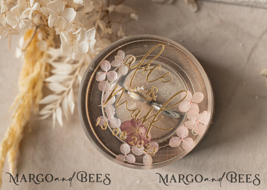 RING BEARER BOXES & PILLOWS Epoxy Wedding rings Box epoxy resin and wood wedding ring box for ceremony, Boho Epoxy Wedding Ring Boxes his hers, Transparent Epoxy dubble Ring Box for wedding, Wood resin flowers Marriage Proposal Ring Box