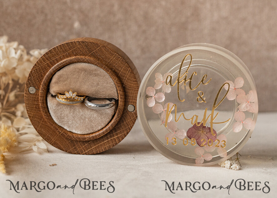 RING BEARER BOXES & PILLOWS Epoxy Wedding rings Box epoxy resin and wood wedding ring box for ceremony, Boho Epoxy Wedding Ring Boxes his hers, Transparent Epoxy dubble Ring Box for wedding, Wood resin flowers Marriage Proposal Ring Box