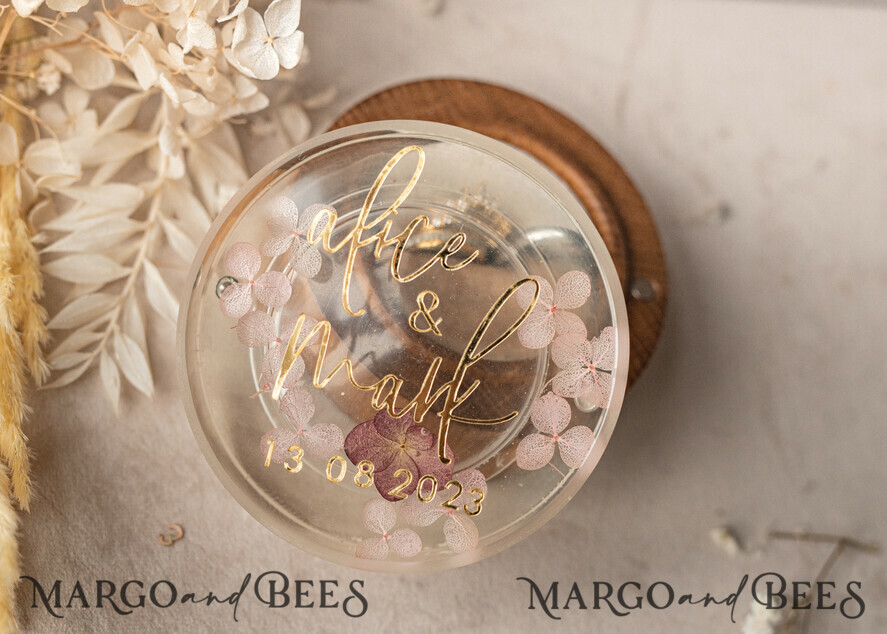 RING BEARER BOXES & PILLOWS Epoxy Wedding rings Box epoxy resin and wood wedding ring box for ceremony, Boho Epoxy Wedding Ring Boxes his hers, Transparent Epoxy dubble Ring Box for wedding, Wood resin flowers Marriage Proposal Ring Box