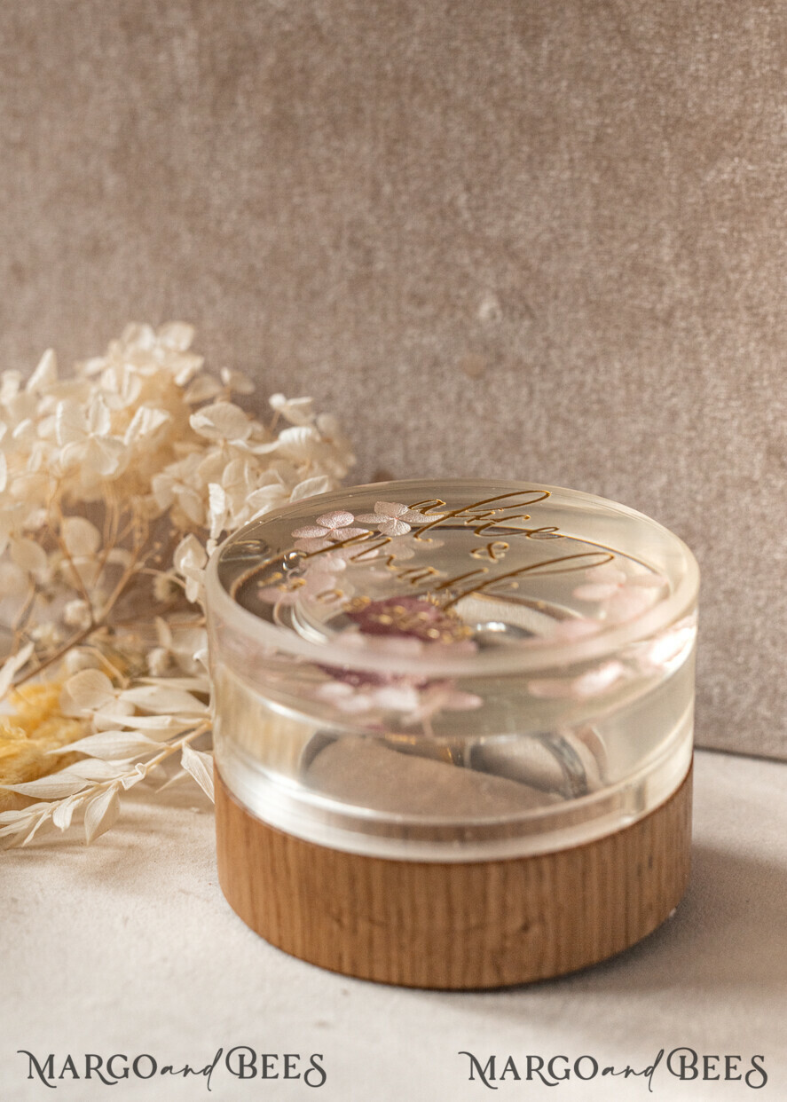 RING BEARER BOXES & PILLOWS Epoxy Wedding rings Box epoxy resin and wood wedding ring box for ceremony, Boho Epoxy Wedding Ring Boxes his hers, Transparent Epoxy dubble Ring Box for wedding, Wood resin flowers Marriage Proposal Ring Box