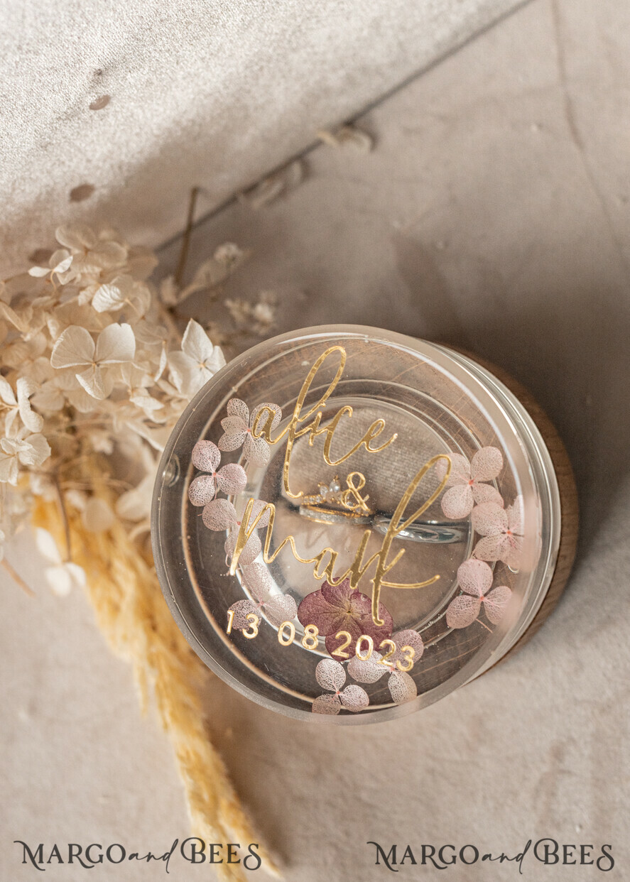 RING BEARER BOXES & PILLOWS Epoxy Wedding rings Box epoxy resin and wood wedding ring box for ceremony, Boho Epoxy Wedding Ring Boxes his hers, Transparent Epoxy dubble Ring Box for wedding, Wood resin flowers Marriage Proposal Ring Box