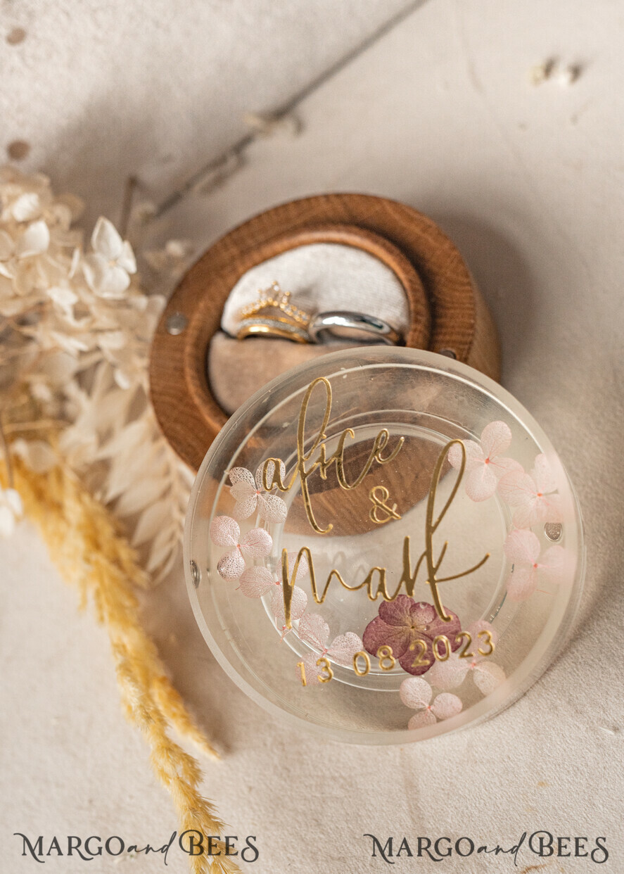 RING BEARER BOXES & PILLOWS Epoxy Wedding rings Box epoxy resin and wood wedding ring box for ceremony, Boho Epoxy Wedding Ring Boxes his hers, Transparent Epoxy dubble Ring Box for wedding, Wood resin flowers Marriage Proposal Ring Box