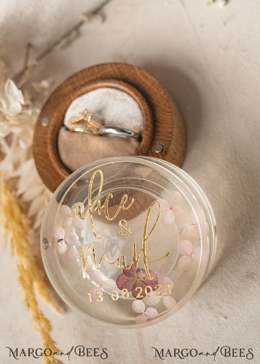 RING BEARER BOXES & PILLOWS Epoxy Wedding rings Box epoxy resin and wood wedding ring box for ceremony, Boho Epoxy Wedding Ring Boxes his hers, Transparent Epoxy dubble Ring Box for wedding, Wood resin flowers Marriage Proposal Ring Box