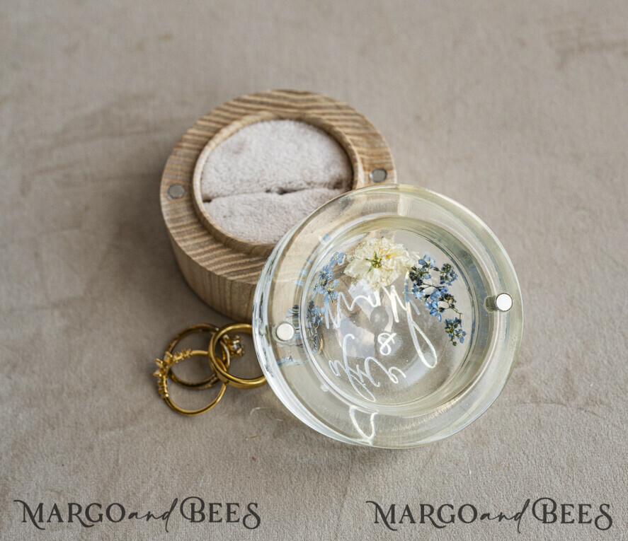 RING BEARER BOXES & PILLOWS Epoxy Wedding rings Box epoxy resin and wood wedding ring box for ceremony, Boho Epoxy Wedding Ring Boxes his hers, Transparent Epoxy dubble Ring Box for wedding, Wood resin flowers Marriage Proposal Ring Box