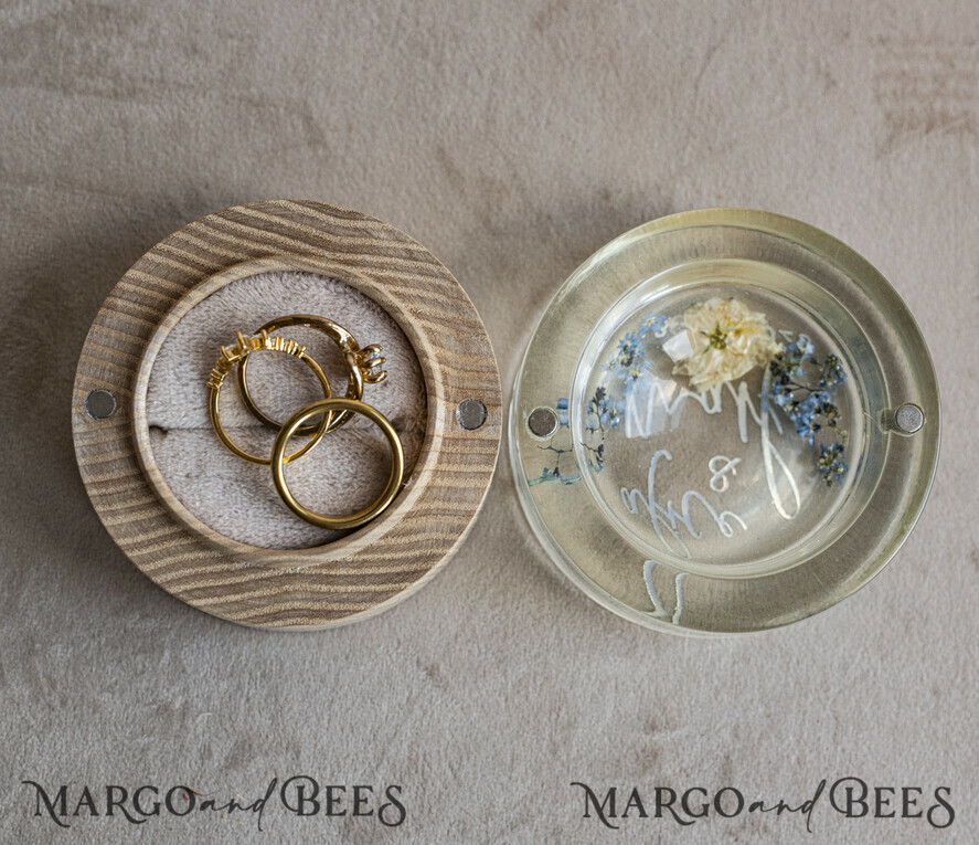 RING BEARER BOXES & PILLOWS Epoxy Wedding rings Box epoxy resin and wood wedding ring box for ceremony, Boho Epoxy Wedding Ring Boxes his hers, Transparent Epoxy dubble Ring Box for wedding, Wood resin flowers Marriage Proposal Ring Box