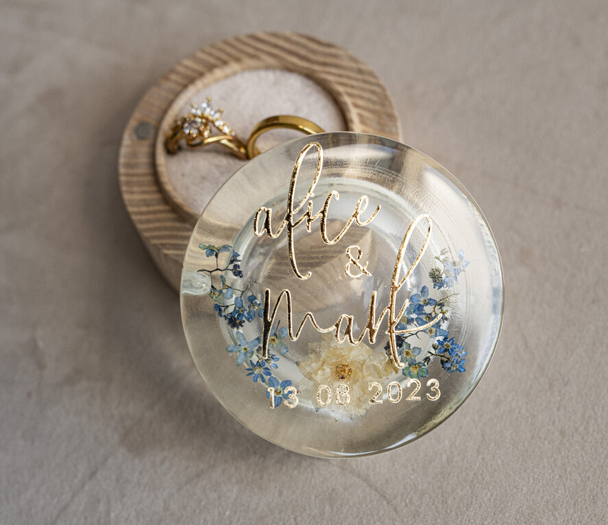 RING BEARER BOXES & PILLOWS Epoxy Wedding rings Box epoxy resin and wood wedding ring box for ceremony, Boho Epoxy Wedding Ring Boxes his hers, Transparent Epoxy dubble Ring Box for wedding, Wood resin flowers Marriage Proposal Ring Box