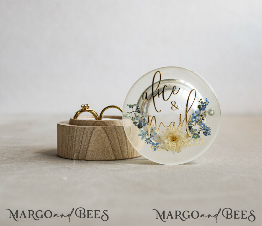 RING BEARER BOXES & PILLOWS Epoxy Wedding rings Box epoxy resin and wood wedding ring box for ceremony, Boho Epoxy Wedding Ring Boxes his hers, Transparent Epoxy dubble Ring Box for wedding, Wood resin flowers Marriage Proposal Ring Box